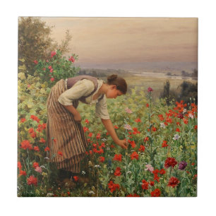 Blauwmakersblaasjes (Floral Scene) (bloemveld) Tegeltje