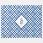 Blauwmakreel met diamantmonogram fleece deken (Voorkant (Horizontaal))