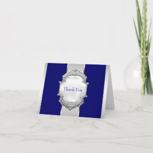 Blauwmarine en Zilveren Bedankkaartjes Bedankkaart