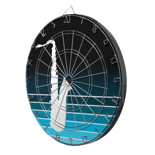 blauwmodesaxofoon dartbord (Voorkant Rechts)