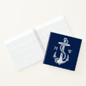  blauwmonogrammen van de marine van de Anchor Rope Notitieboek (Binnen)