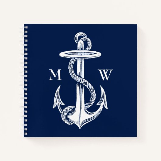  blauwmonogrammen van de marine van de Anchor Rope Notitieboek (Voorkant)