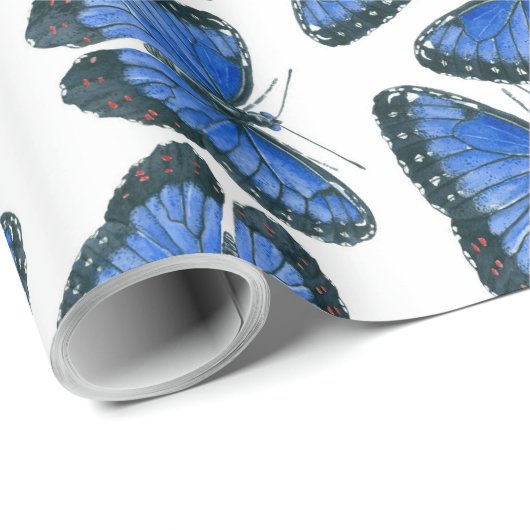 Blauwmorfovlinderpatroonvormig verpakkingspapier cadeaupapier (Rol Hoek)