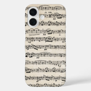 Blauwmuziek op oud papier iPhone 16 hoesje