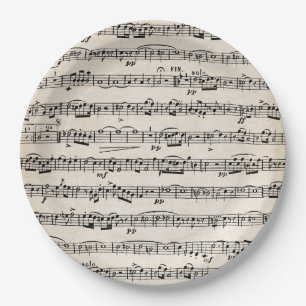 Blauwmuziek op oud papier papieren bordje