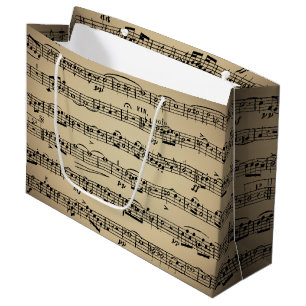 Blauwmuziek op papier groot cadeauzakje
