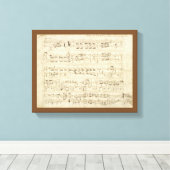 Blauwmuziek op perkamenthandgeschreven in inkt canvas afdruk (Insitu (Houten vloer))