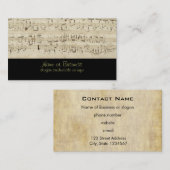 Blauwmuziek op perkamenthandgeschreven in inkt visitekaartje (Voorkant / Achterkant)