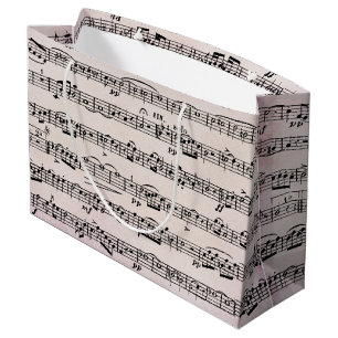Blauwmuziek op roze papiertas met groot cadeau cadeauzakje