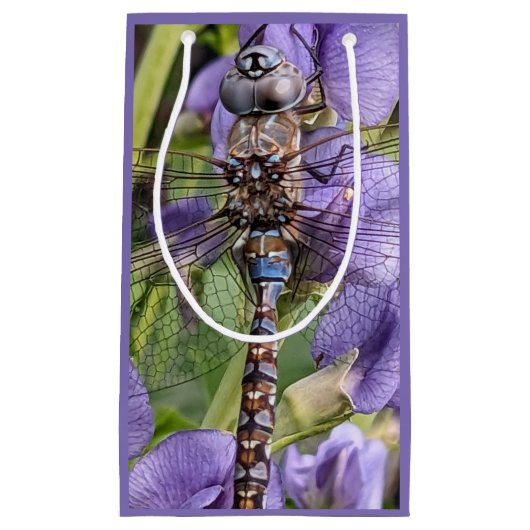 Blauwogige darner libel op bloem klein cadeauzakje (Voorkant)