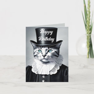Blauwogige Kat in een Hoge Hoed Kaart
