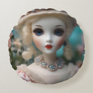 Blauwogige  pop, rond kussen