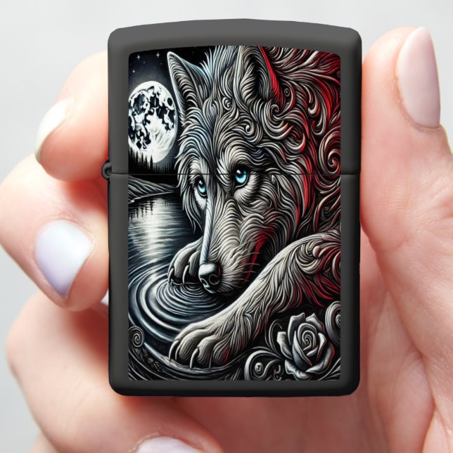 Blauwogige Wolf Night Art (In Hand)