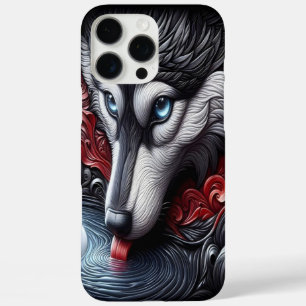 Blauwogige Wolf Reflectie Scene iPhone 16 Pro Max Hoesje
