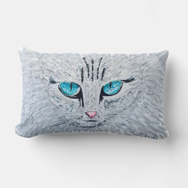 Blauwoog Fluffy Kat Kussen (Voorkant)