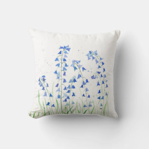 Blauwpastelbloemen waterverf natuur kussen