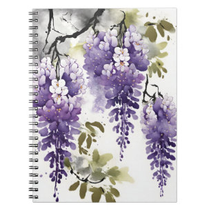 Blauwregen - Waterverf bloemen Notitieboek