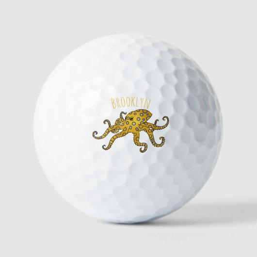 Blauwrode octopus cartoon illustratie golfballen (Voorkant)