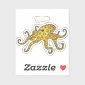 Blauwrode octopus cartoon illustratie sticker (Vel)
