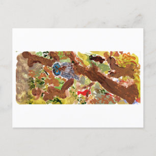 Blauwrode uil in een briefkaart