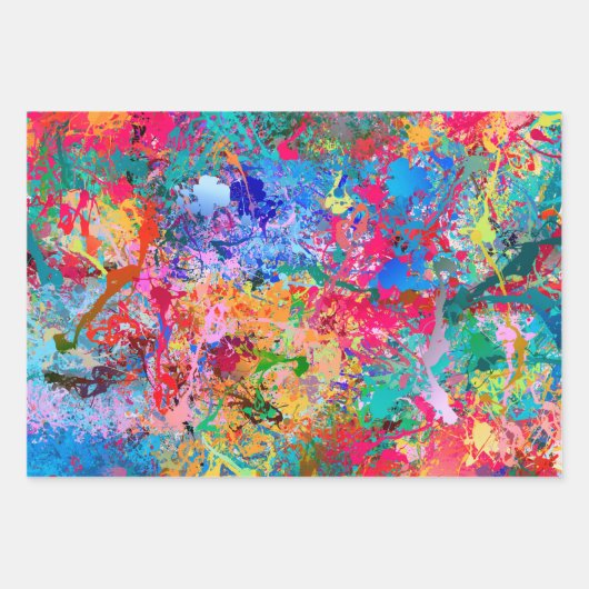 Blauwrood-gele groene roze Blauwgroen schouderontt Inpakpapier Vel (Voorkant 3)