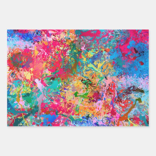 Blauwrood-gele groene roze Blauwgroen schouderontt Inpakpapier Vel (Voorkant 2)