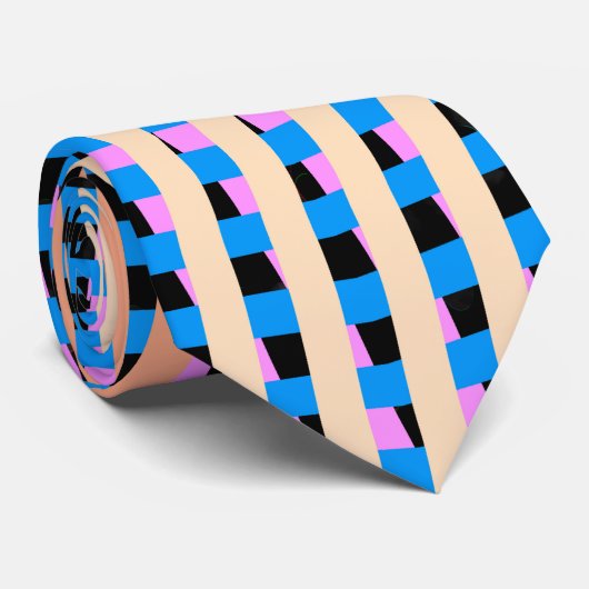 Blauwroze en Tan Zigzag Stropdas (Opgerold)