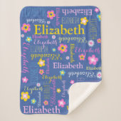 Blauwroze gele meisjes Elizabeth name blanket Sherpa Deken (Voorkant)