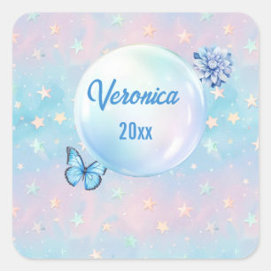 Blauwroze gradiënt Sterrenachtergrond Vierkante Sticker