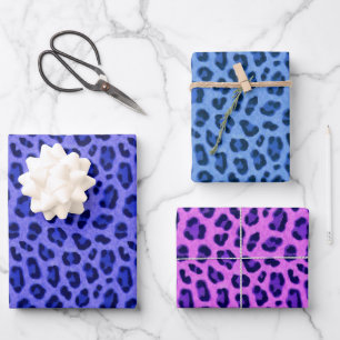 Blauwroze lavendel Leopard Animal Skin Patroon  Inpakpapier Vel