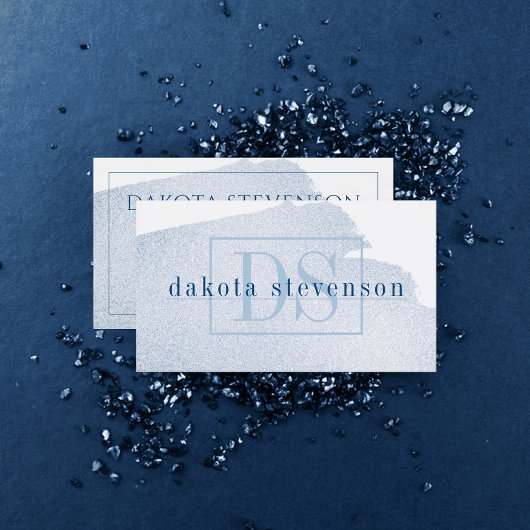 Blauwspiegel | Classic Azure Waterverf Monogram Visitekaartje