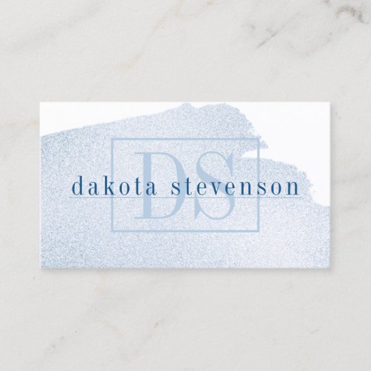 Blauwspiegel | Classic Azure Waterverf Monogram Visitekaartje (Voorkant)