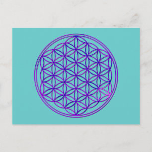 Blauwte des lebens / bloem   roze blauw briefkaart