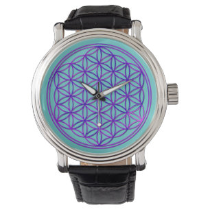 Blauwte des lebens / bloem roze blauw horloge