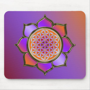 Blauwte des lebens Lotus - oranje met violet/gekle Muismat