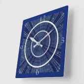 Blauwte en wit abstract ontwerp vierkante klok (Hoek)