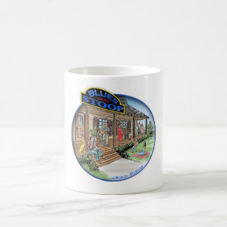 Blauwte op de mok van de Stoop-koffie met de opber