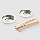 Blauwtongen cartoon illustratie handwaaier (Niet-gemonteerd)