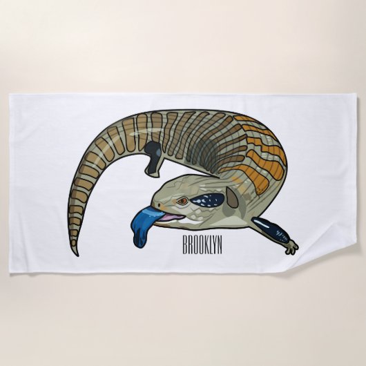 Blauwtongen cartoon illustratie strandlaken (Voorkant)