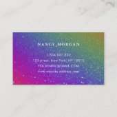 Blauwtypografie Rainbow Glitter Visitekaartje (Achterkant)