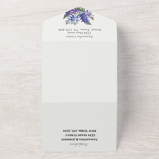 Blauwvintonijn Blauwe wilde bloem All In One Uitnodiging (Buitenkant)