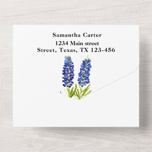 Blauwvintonijn Blauwe wilde bloem All In One Uitnodiging (Achterkant)