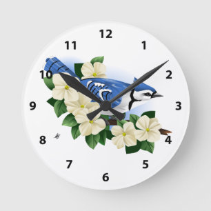 Blauwvintonijn en Dogwood Flower Ronde Klok
