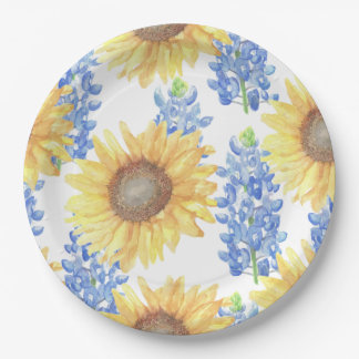 Blauwvintonijn en zonnebloem papieren bordje