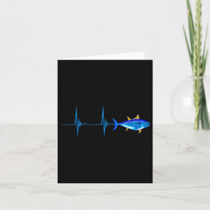 Blauwvintonijn Hartslag Ekg Pulseline Deep Zee Fis Kaart