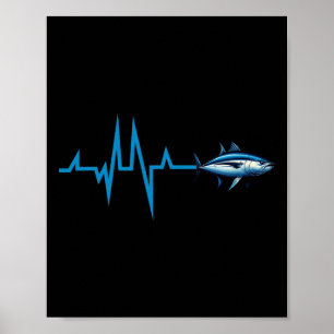 Blauwvintonijn Hartslag Ekg Pulslinie Diepzeevis Poster