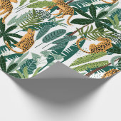 Blauwvlekken panter en oerwoud bladeren patroon cadeaupapier (Hoek)