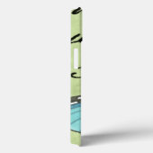 Blauwvleugelvlinder op Blauwgroen Briefkaart Case-Mate iPhone Case (Achterkant / Rechts)