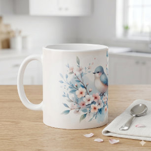 Blauwvoegel Bloesem Aquarel Sereniteit Koffiemok