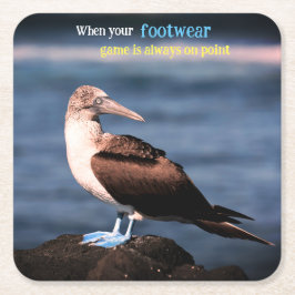 Blauwvoetganger Vierkante Kartonnen Onderzetter